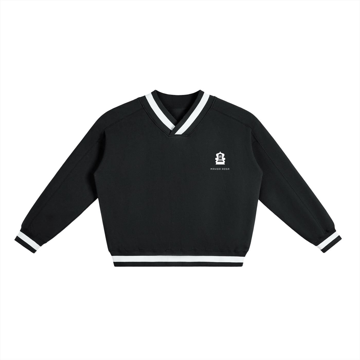 V-Neck Contrast Collar Boxy Sweatshirt