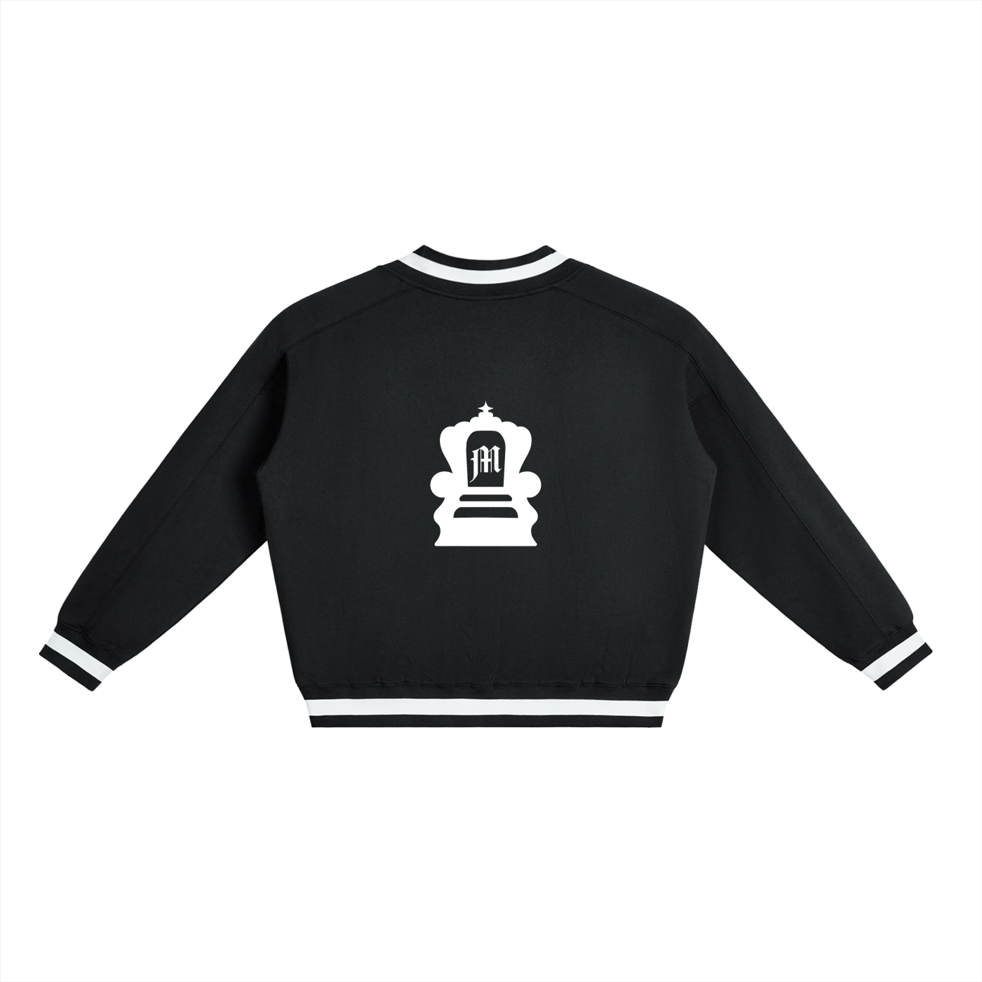 V-Neck Contrast Collar Boxy Sweatshirt