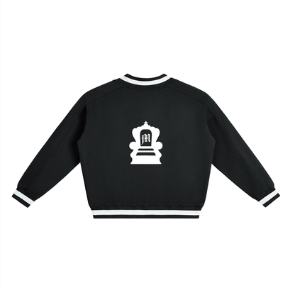 V-Neck Contrast Collar Boxy Sweatshirt