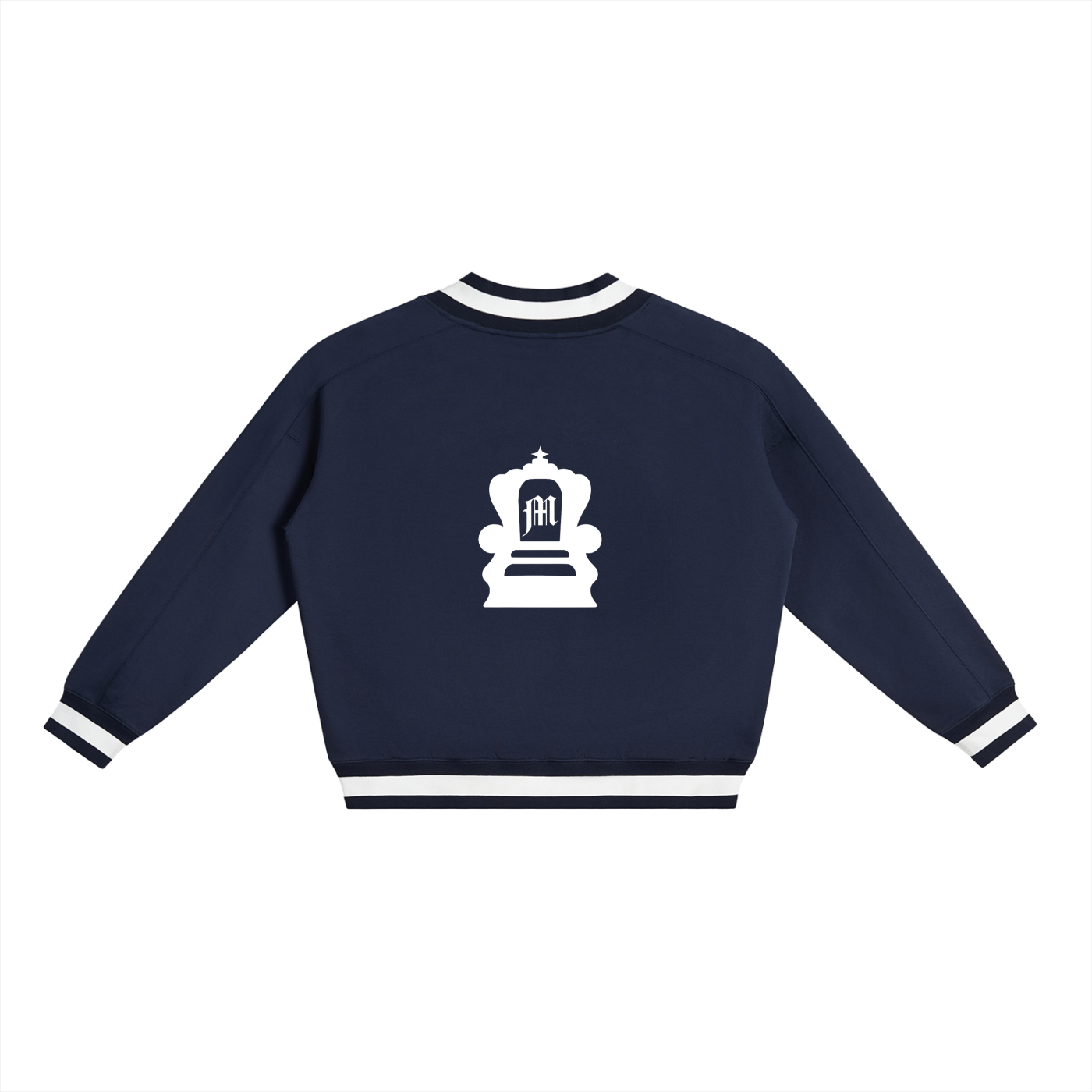 V-Neck Contrast Collar Boxy Sweatshirt