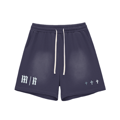 Sun Fade Raw Edge Cotton Shorts
