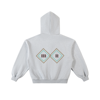 Contrast-Stitched Boxy Fleece Zip Hoodie