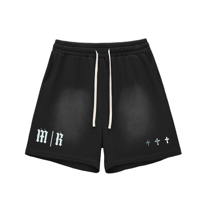 Sun Fade Raw Edge Cotton Shorts