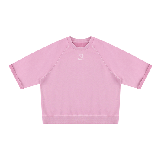 Unisex Vintage Wash Boxy Short Sleeve Sweatshirt/Mayor Rosa