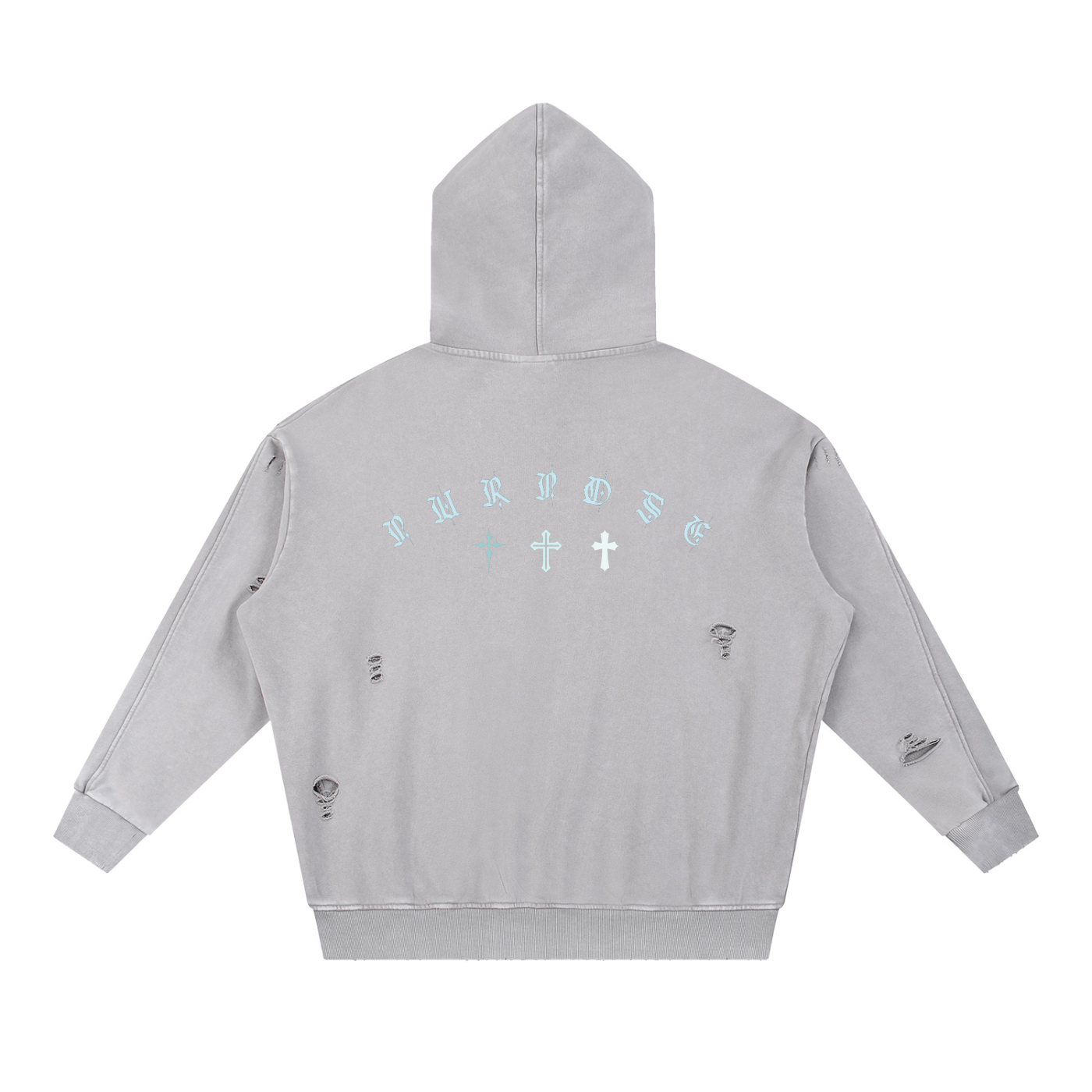 BLEZZED/PURPOSE - Snow Washed Distressed Panel Pocket Hoodie