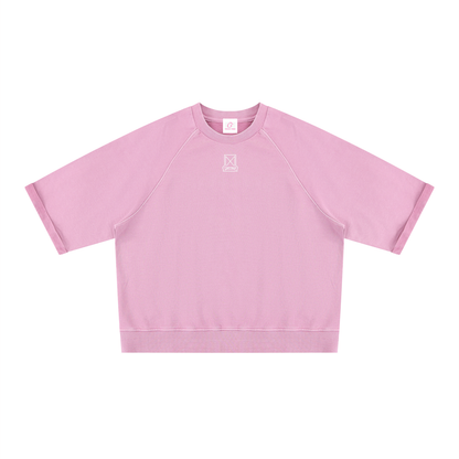 Unisex Vintage Wash Boxy Short Sleeve Sweatshirt/Mayor Rosa