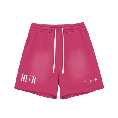 Sun Fade Raw Edge Cotton Shorts