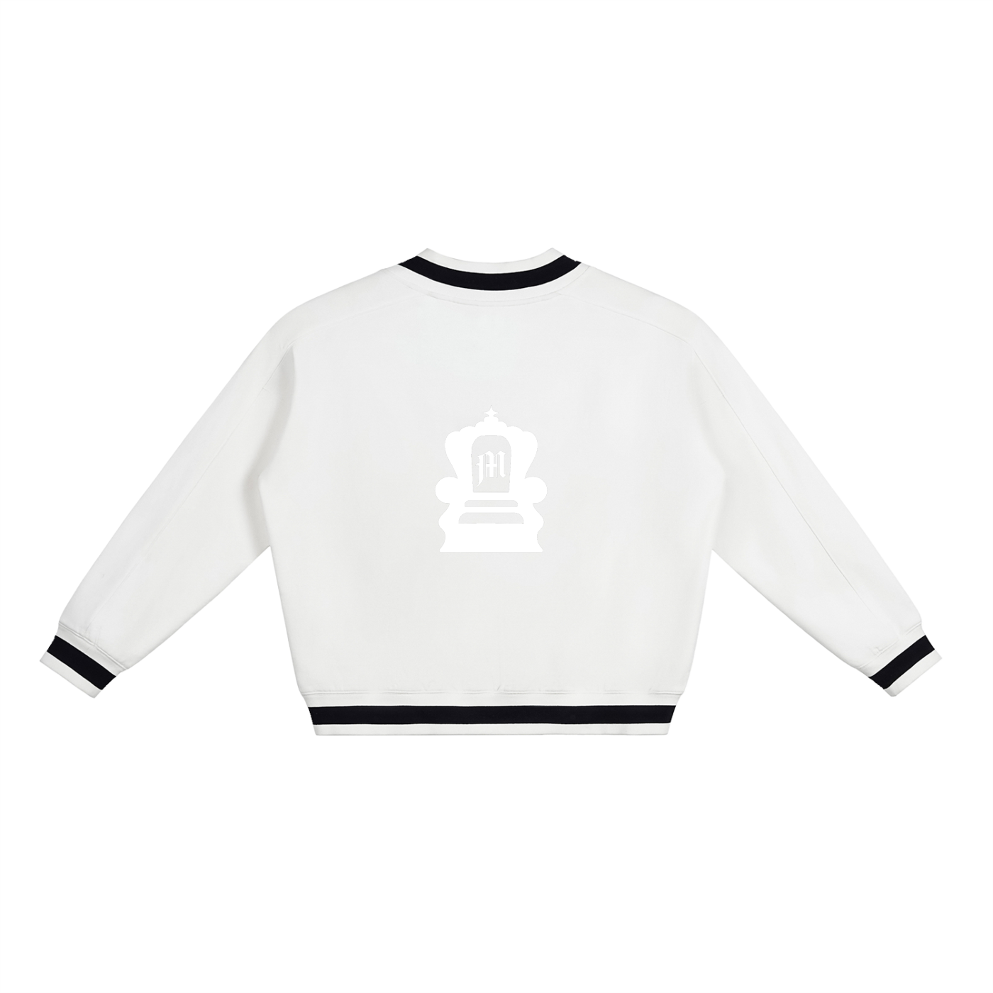 V-Neck Contrast Collar Boxy Sweatshirt