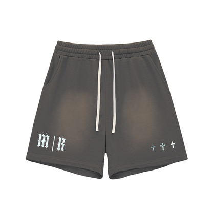 Sun Fade Raw Edge Cotton Shorts