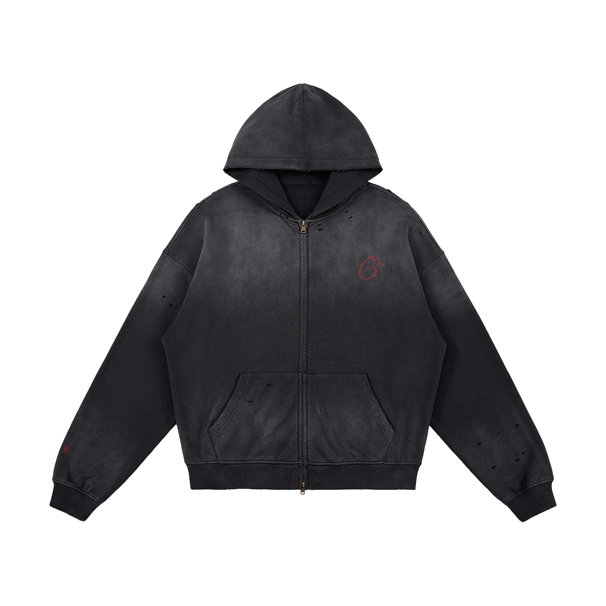 Distressed Full - Zip Hoodie/Mayor Rosa