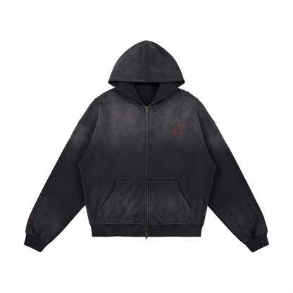 Distressed Full - Zip Hoodie/Mayor Rosa