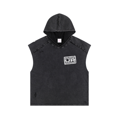Snow Washed Boxy Hooded Tank Top