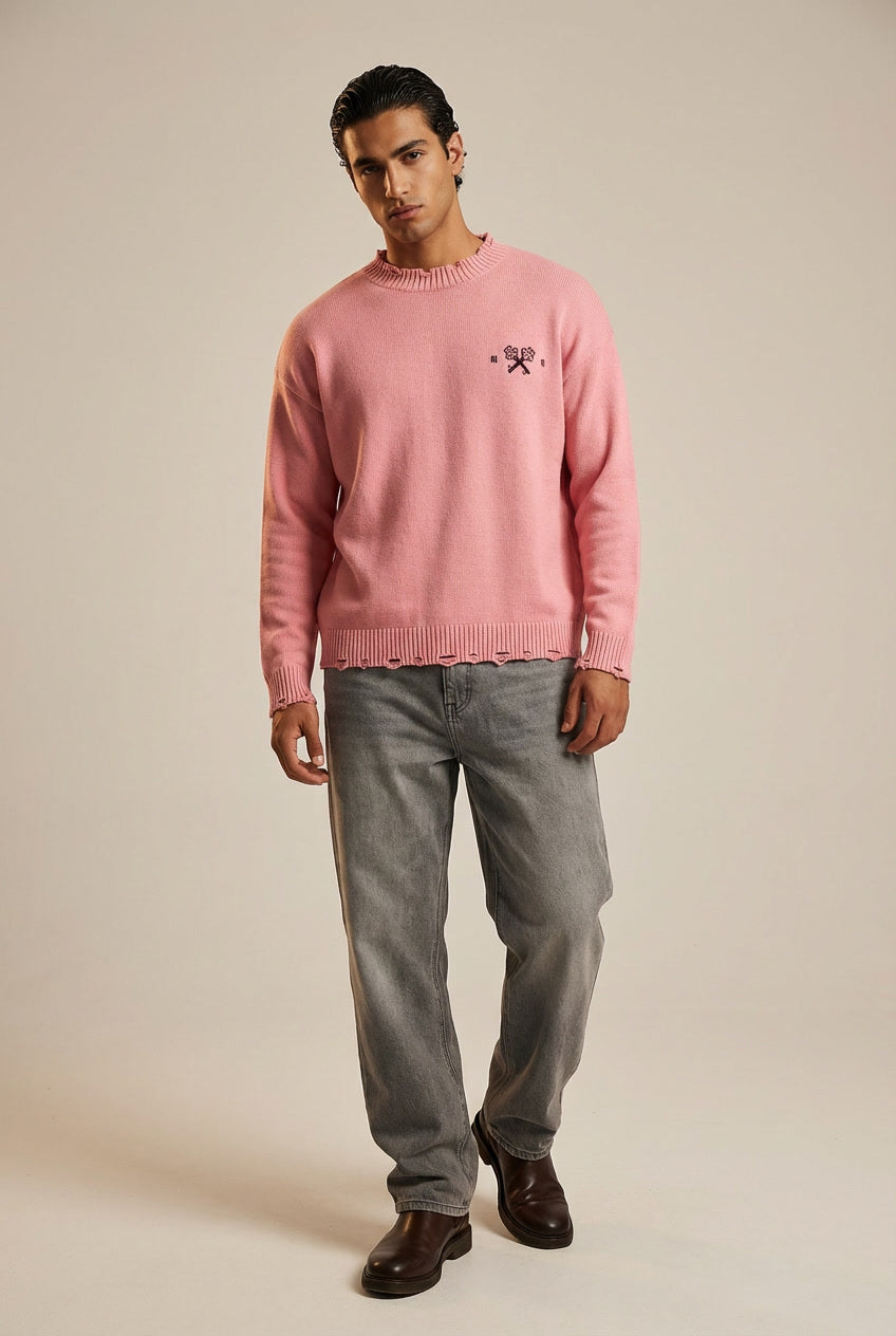 Vintage Washed Hand-Frayed Sweater