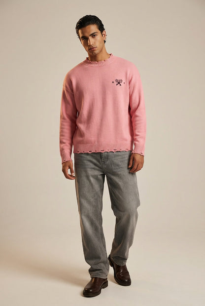 Vintage Washed Hand-Frayed Sweater