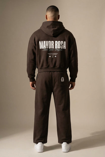 Fleece Zip-Up Boxy Hoodie/Mayor Rosa