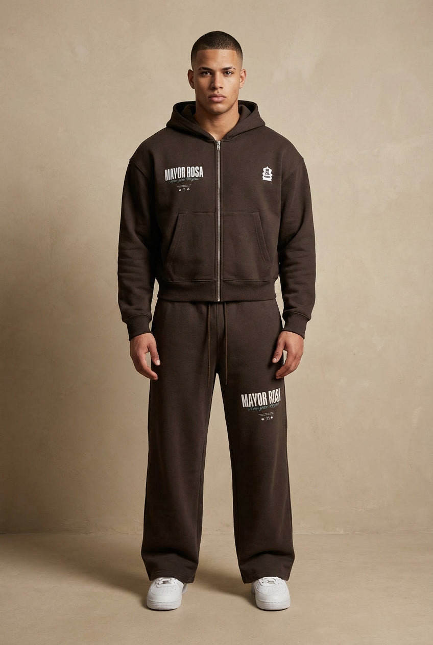 Fleece Zip-Up Boxy Hoodie/Mayor Rosa