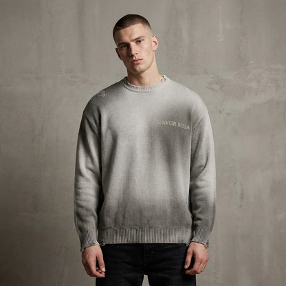 Sun Fade Distressed Ripped Crewneck sweater