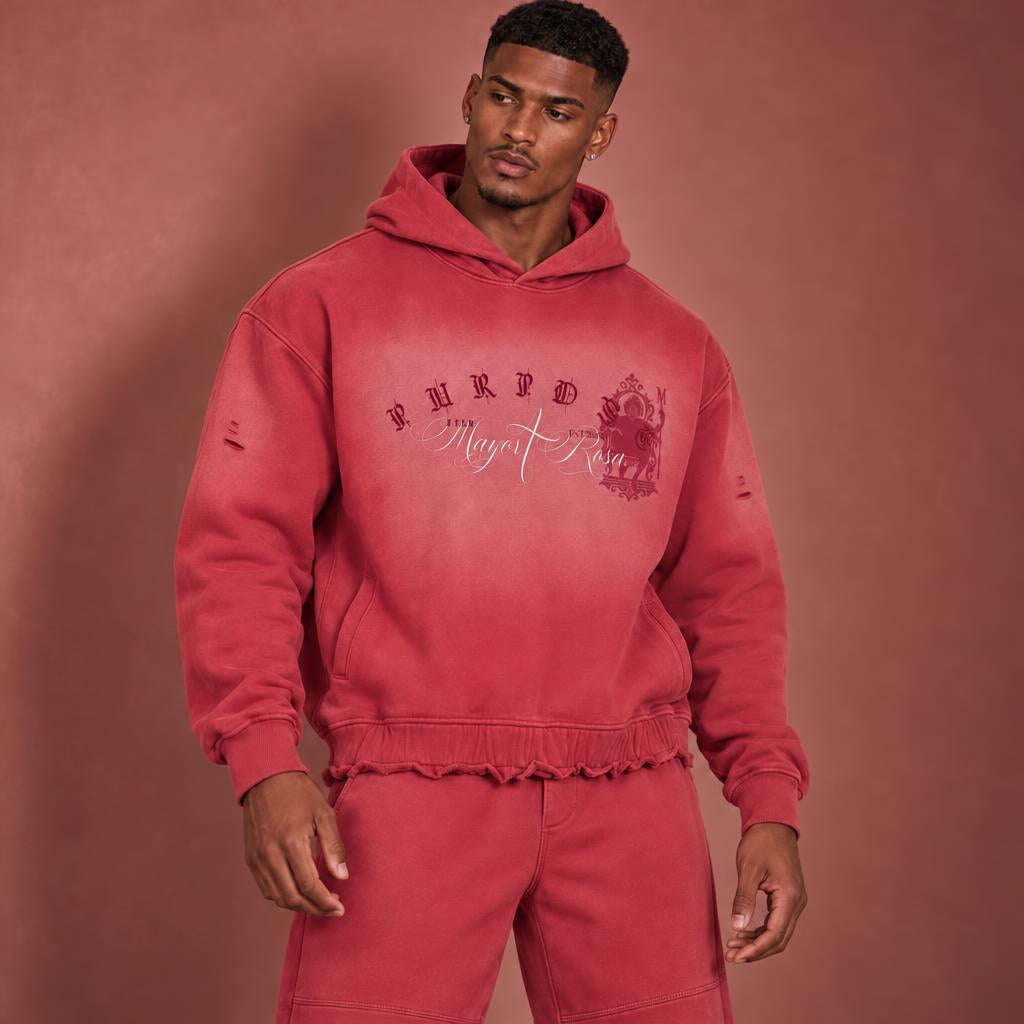Unisex Sunfade Ripped Boxy Hoodie/MayorRosa