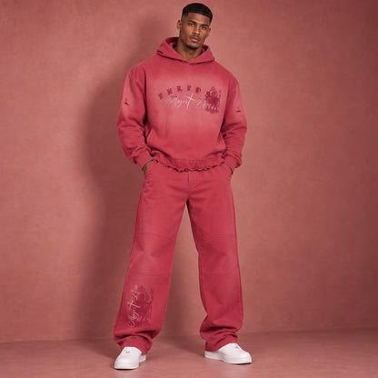 Unisex Sunfade Paneled Barrel Leg Sweatpants