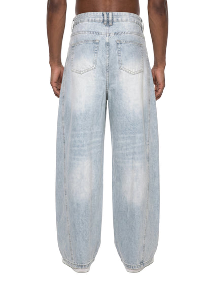 Men's Vintage Wash Sunfade Barrel Leg Jeans